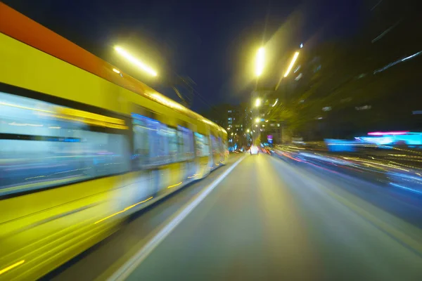 Driving City Night Motion Blur Stockbild