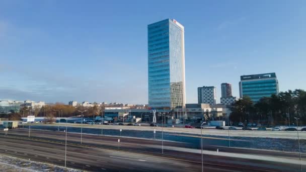 Vilnius Litauen Januar 2022 Viel Befahrene Umgehungsstraße Panorama Zeitraffer — Stockvideo