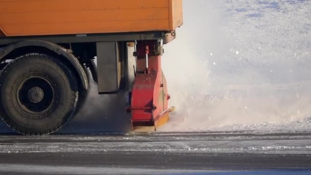 Vilnius Lithuania Circa December 2022 Machines Clean Snow Runway Airport — Stock Video