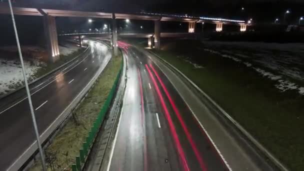 Estrada Interurbana Noturna Primavera Inclinação Time Lapse — Vídeo de Stock