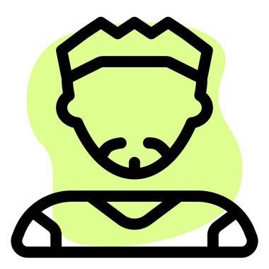 Saç stili ve Fransız sakallı genç bir adam.