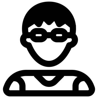 Mantar tıraşlı genç adam gözlük takıyor.