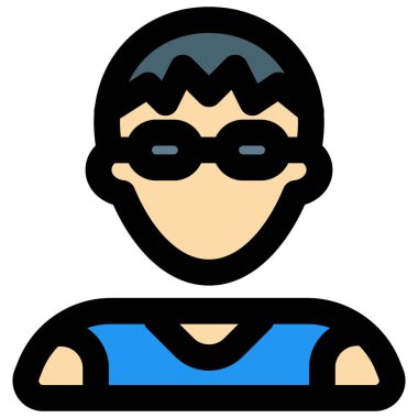 Mantar tıraşlı genç adam gözlük takıyor.