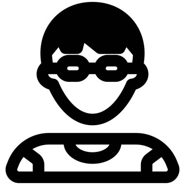 Gözlük takan tuhaf saç stili olan genç bir çocuk.