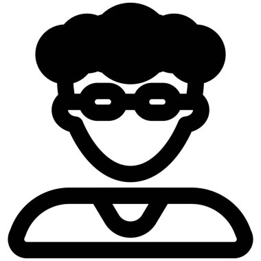 Kıvırcık saçlı, gözlük takan genç bir avatar.