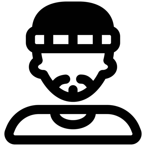 Молодой Человек Французской Бородой Вязаной Шляпе Футболке Круглой Шеей — стоковый вектор
