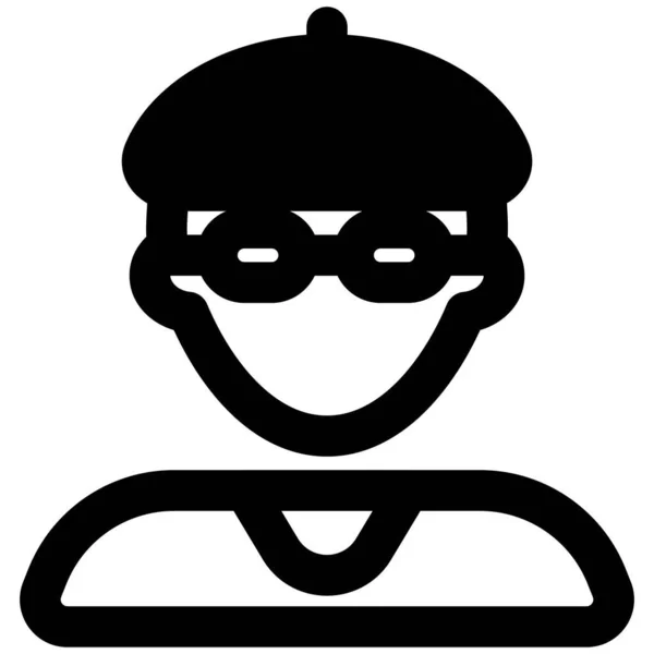 Junge Mit Baskenmütze Und Brille — Stockvektor
