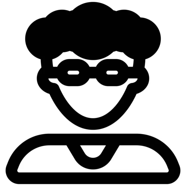 Mladý Chlapec Avatar Kudrnatými Vlasy Nosí Brýle — Stockový vektor