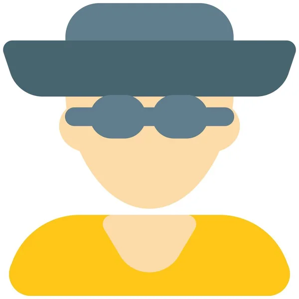 Young Man Avatar Trendy Sombrero Hat Goggles — Stock Vector