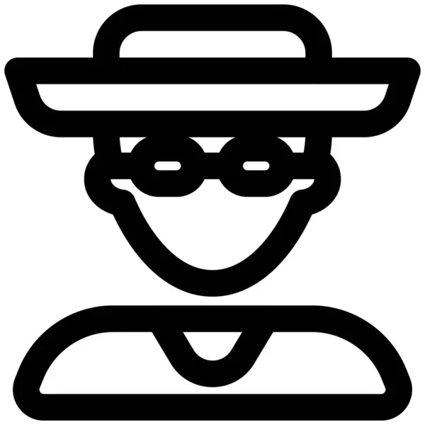 Moda Sombrero Şapkalı Gözlüklü Genç Adam Avatarı — Stok Vektör