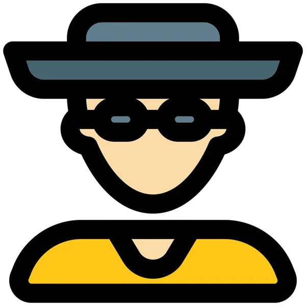 Junger Mann Mit Trendigem Sombrero Hut Und Brille — Stockvektor