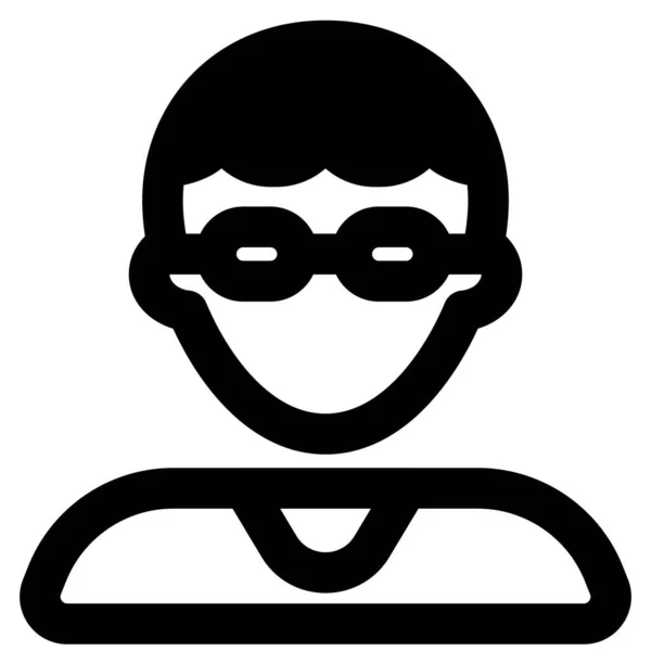 Kıvırcık Saçlı Gözlüklü Genç Bir Adam — Stok Vektör