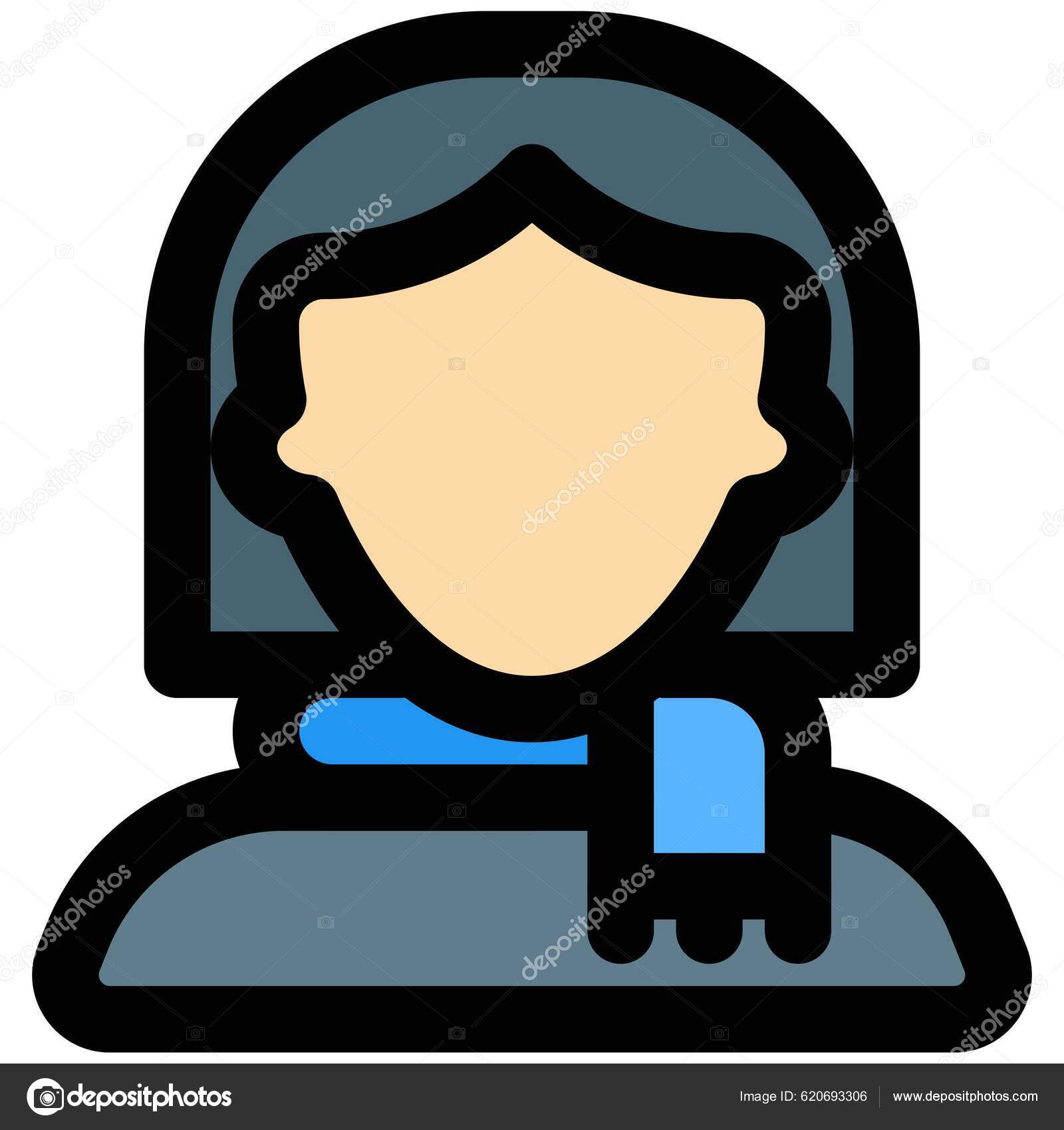 Young Woman Middle Part Short Haircut Wearing Scarf Stock Vector by