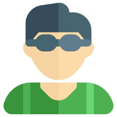 Genç Avatar kolsuz tişört ve gözlük giyiyor.