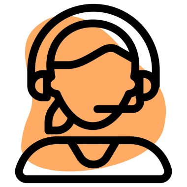 Düşük atkuyruklu ve kulaklıklı genç profesyonel kadın telekulak.