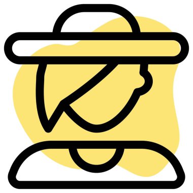 Kısa saç kesimli, plaj şapkalı genç kadın avatar.