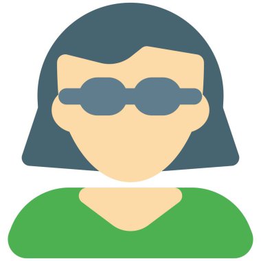 Düz kısa saçlı, gözlük takan genç kadın avatar.