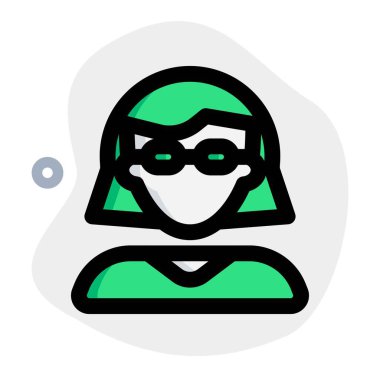 Düz kısa saçlı, gözlük takan genç kadın avatar.