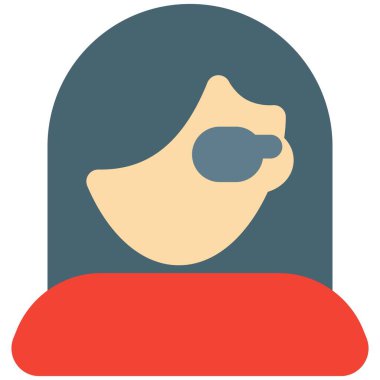 Yan taranmış uzun saçlı genç bir kadın avatar.