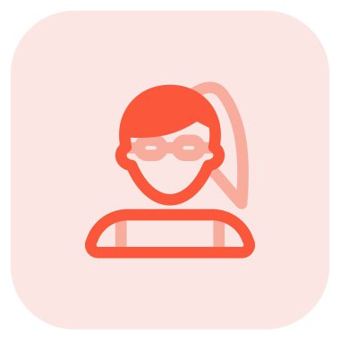 Yan tarafı uzun at kuyruklu gözlüklü kadın avatarı.