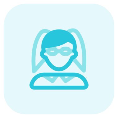 İki midilli ve gözlük takan resmi üniformalı kadın avatarı.