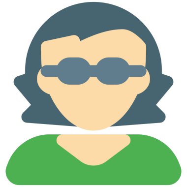 Saç kesimi dağınık, gözlüklü genç bir kadın avatar.