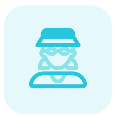 Düşük midilli ve gözlük takan kadın avatarı.