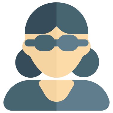 Düşük uzay çörekleriyle gözlük takan kadın avatarı