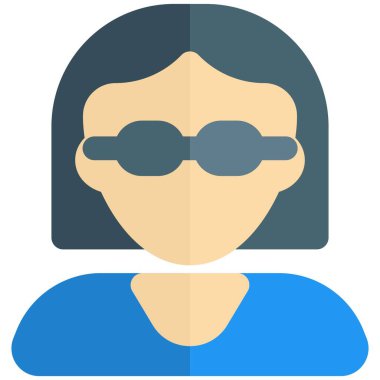 Yarı kısa saçlı, göz giyimli kız avatarı.