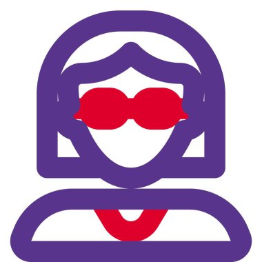 Yarı kısa saçlı, göz giyimli kız avatarı.