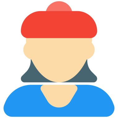 Kısa saçlı, bereli genç bir kadın.