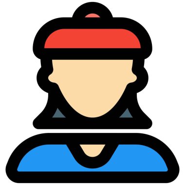 Kısa saçlı, bereli genç bir kadın.