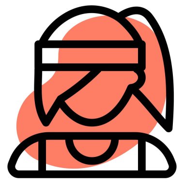 Yan kakülleri, yüksek at kuyruğu ve saç bandı olan Avatar.