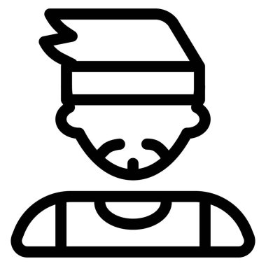 Saç bandı takan Fransız sakallı genç adam.