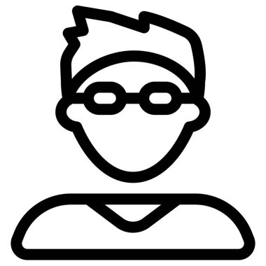 Genç adam, kısa sivri uçlu ve gözlüklü.