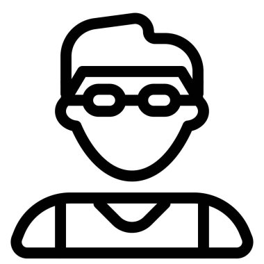 Genç Avatar kolsuz tişört ve gözlük giyiyor.