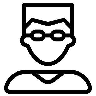 Düz saç stili ve gözlüklü genç adam.