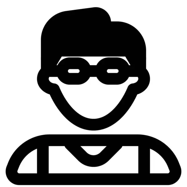 Genç Avatar Kolsuz Tişört Gözlük Giyiyor — Stok Vektör