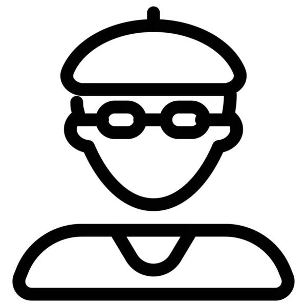 Junge Mit Baskenmütze Und Brille — Stockvektor