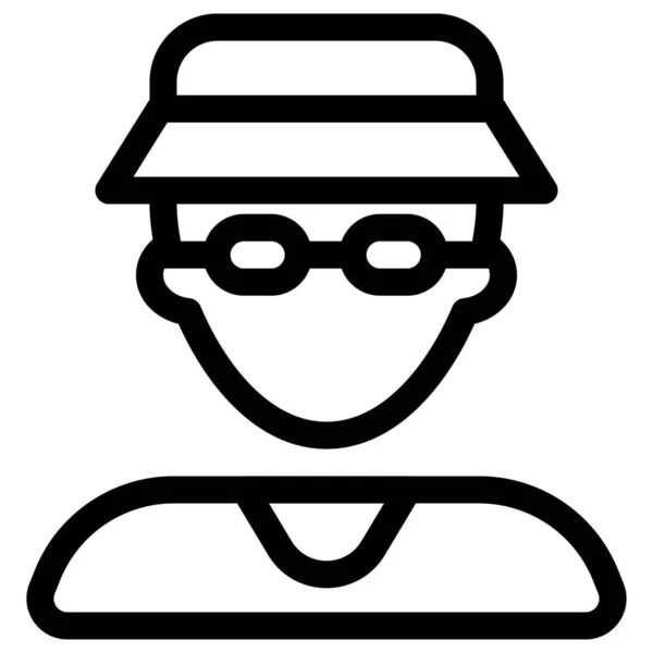 Male Avatar Wearing Bucket Hat Spectacles — Stock Vector