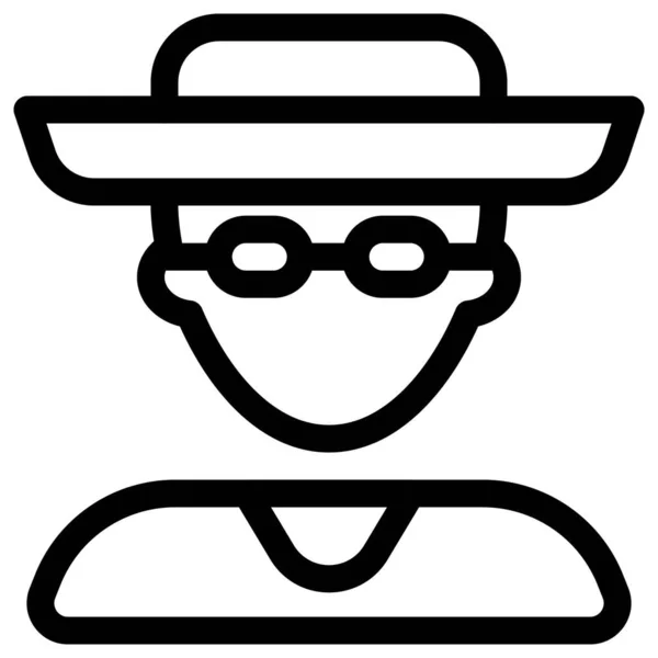 Jeune Homme Avatar Sombrero Mode Chapeau Lunettes — Image vectorielle