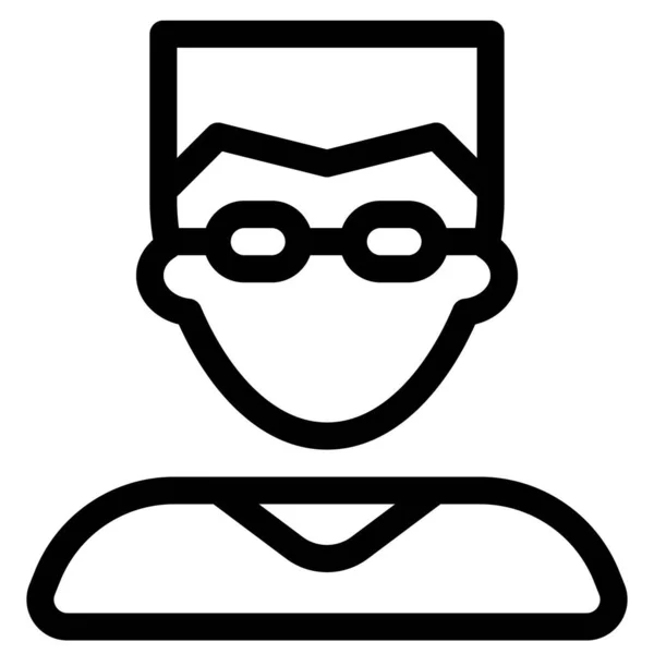 Mladý Muž Rovnými Vlasy Brýlemi — Stockový vektor