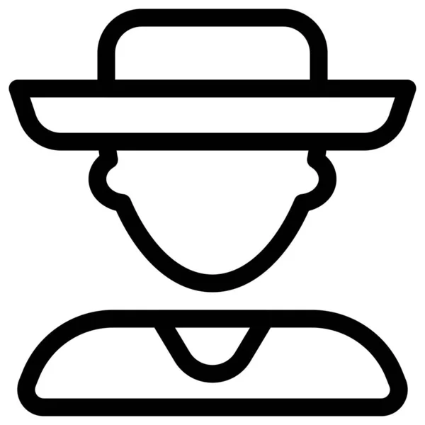 Junger Mann Avatar Trägt Großen Sombrero Hut — Stockvektor