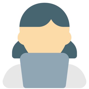 Dizüstü bilgisayarda çalışan bir kızın profesyonel avatarı