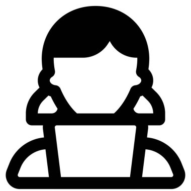 Dizüstü bilgisayarda çalışan bir kızın profesyonel avatarı