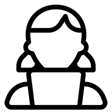 Dizüstü bilgisayarda çalışan bir kızın profesyonel avatarı