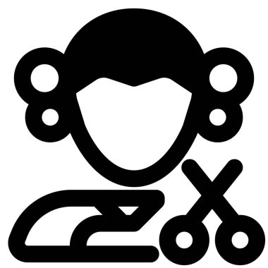 Berber kadın profesyonel avatar kuaförde makasla çalışıyor.