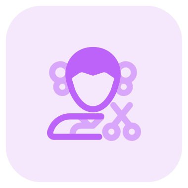 Berber kadın profesyonel avatar kuaförde makasla çalışıyor.