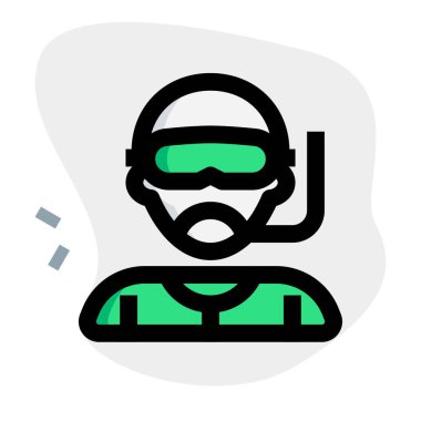 Şnorkel ve gözlüklü bir dalgıç.