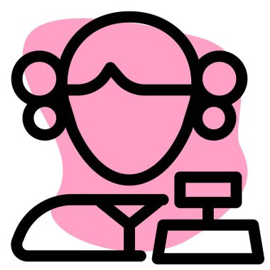 Masa zili olan kadın kasiyer.